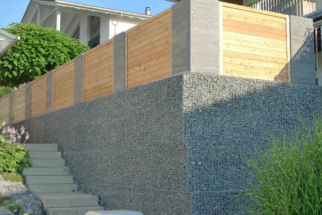 Laederach Gartenbau - Steinkörbe - Sichtschutzwand - Gartenbau